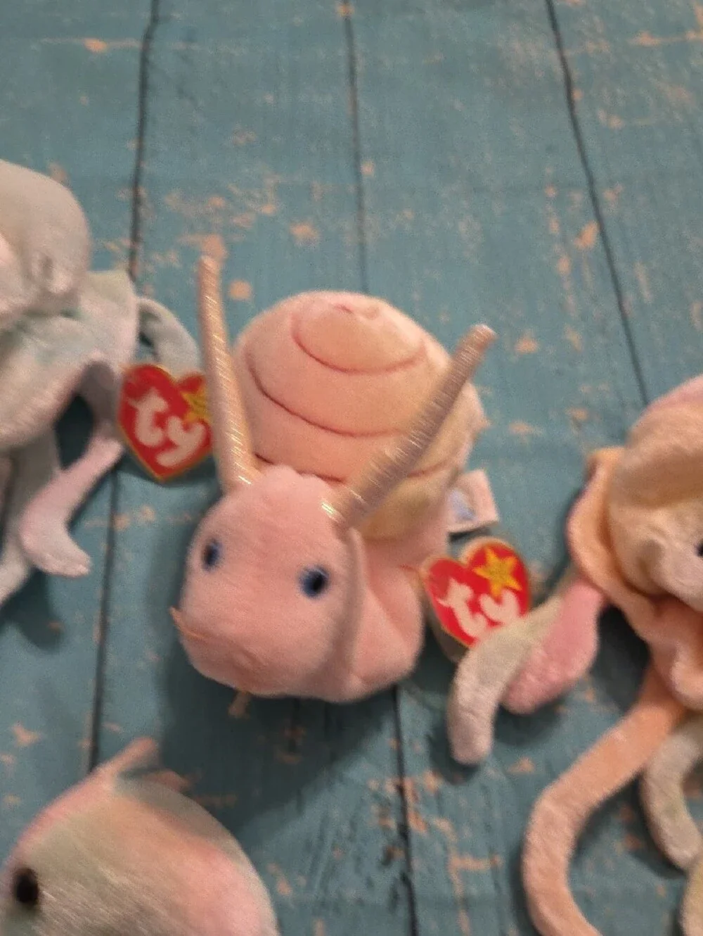 Ty Ocean Set - Goochy (2), Neon, & Swirly Beanie Babies